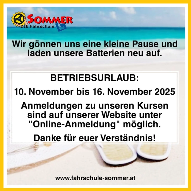 Wir gönnen uns eine kleine Pause und sind ab MO, 17. November wieder für euch da. #betriebsurlaub #pause #energieauftanken #erholung
