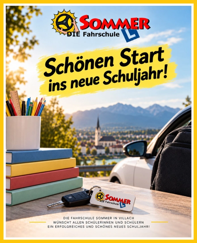🎒📚 Schönen Start ins neue Schuljahr! 📚🎒

Wir wünschen allen Schülerinnen und Schülern einen erfolgreichen, entspannten und schönen Start ins neue Schuljahr! 🍀

Viel Erfolg beim Lernen, tolle Erlebnisse mit euren Freunden und natürlich immer eine sichere Fahrt! 

Und für alle, die in diesem Schuljahr ihren Führerschein machen möchten: Wir freuen uns auf euch! 😎🪪

#fahrschulesommer #fahrschulevillach #schulstart #neuesschuljahr #vielerfolg